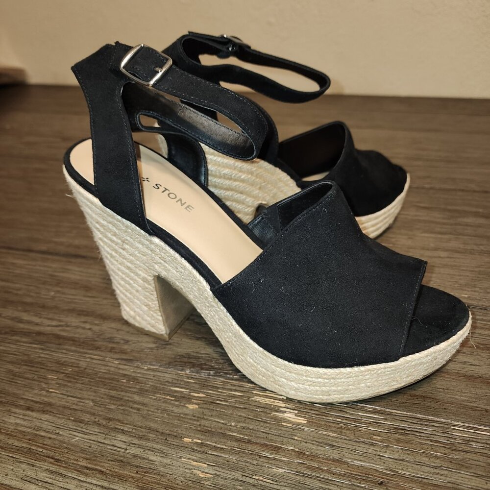 SUN STONE FEY ESPADRILLE DRESS SANDALS NWOT BLACK 10M - Picture 7 of 13